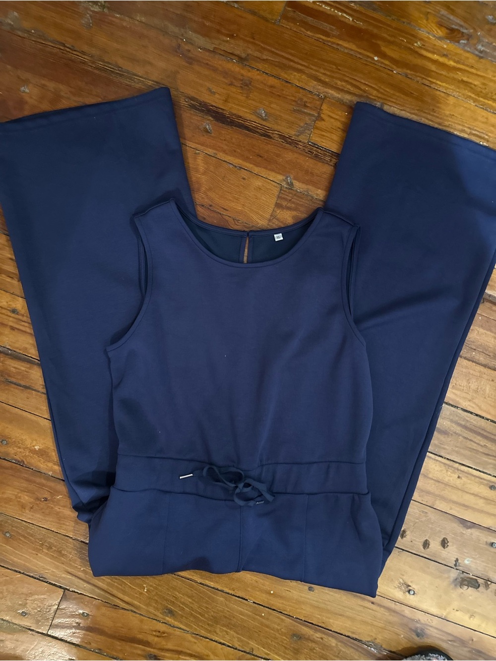 Sleeveless Navy Jumpsuit with Drawstring Waist, Size XL